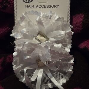 White Hair Accessory with Bows